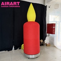 Colonne de bougies LED gonflable rouge sur mesure, accessoire de bougies gonflables pour l'ambiance des fêtes d'anniversaire en extérieur, logo imprimable