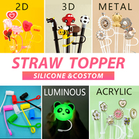 Accessoires pour boissons en gros de 8 mm, Kpop Demon Hunter, embout de paille 3D réutilisable en silicone, breloques d'anime, couvre-paille, embout de gobelet