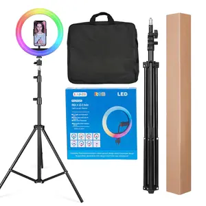 Maquiagem portátil Selfie Photo Dimmable 10 polegadas Rainbow Rgb Anel Luz 26CM