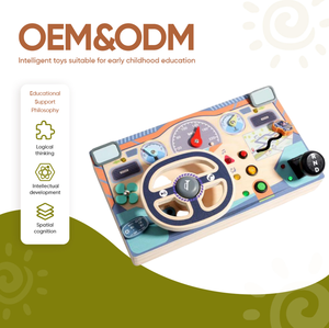Montessori Sensorisches Lernspielzeug Holz-Lenkrad Unisex Kinder-Beschäftigungsbrett Spielhaus zur <span class=keywords><strong>Simulation</strong></span> Echtes Fahrerlebnis - Product Image 1