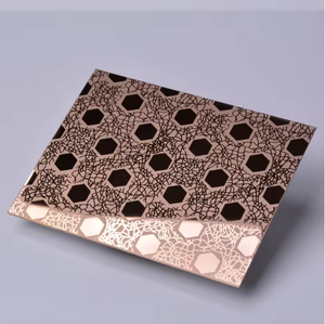 EX761 China Supply Luxury Ti-Gold <b>Mirror</b> Etched Stainless Steel Metal <b>Sheets</b> for Elevator Interior Door Decor - Product Image 5