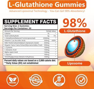 OEM ODM özel etiket Vegan cilt beyazlatma aydınlatma ve Anti-Aging antioksidan takviyesi lal saf l-glutatyon Gummies - Product Image 5