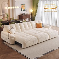 Nouveau Canapé Chaise Longue Électrique Multifonctionnel à Trois Places 2026 en Chenille Crème Style Nuage Spatial pour Salon