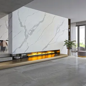 Stile Versatile Carrara bianco pietra sinterizzata sfondo decorativo parete 1600*3200*12mm piastrelle in pietra sinterizzata pavimento
