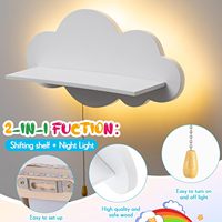 202409 en forme de nuage LED veilleuse en bois murale pépinière étagère mignon nuage en forme d'étagère suspendue bébé enfants mur