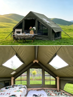 Tente gonflable populaire en promotion usine, tente de camping imperméable en tissu Oxford et coton TC pour activités de plein air