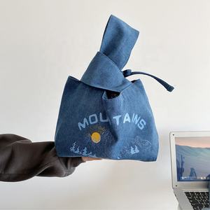 Sac à main en toile de coton pour femmes, sac de shopping en toile biologique, écriture et art simple, style japonais Hefeng, - Product Image 3