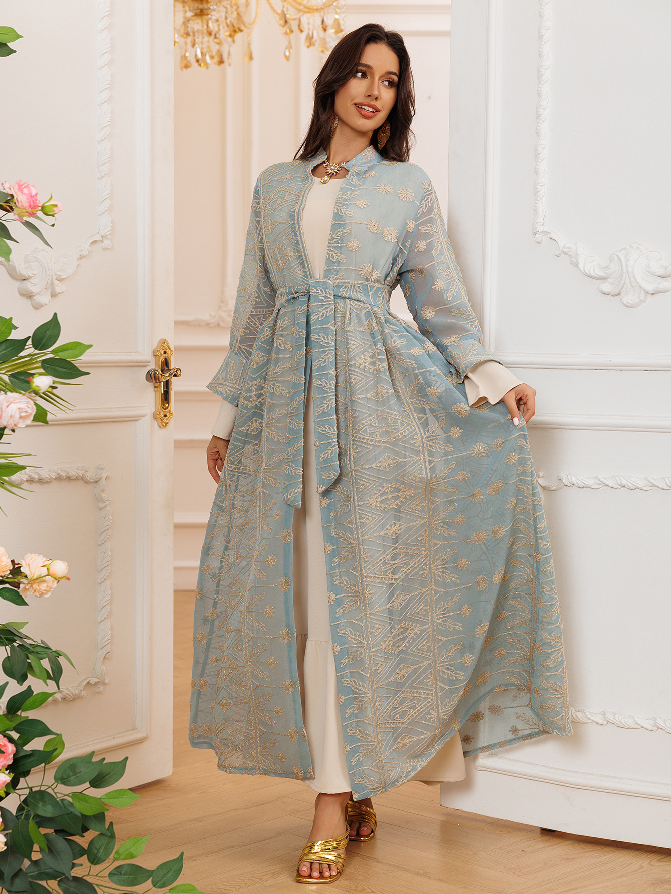long dresses islamic Ecru Muslim Long Dress Style 33561E