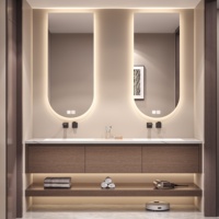Meuble-lavabo mural double vasque de style italien minimaliste intelligent pour hôtel et appartement