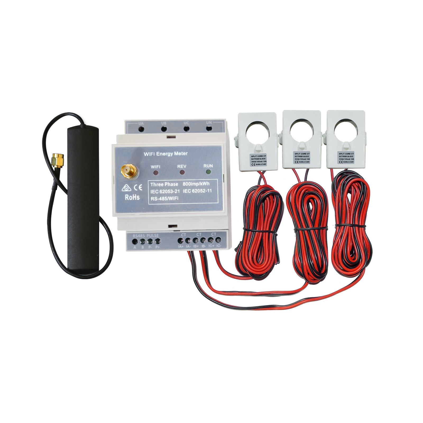 Bidirektion ale Din-Schiene, Überwachung des Sonnensystems, Strom verbrauchs monitor, Modbus TCP/RTU, dreiphasiger WiFi-Stromzähler, 500A,