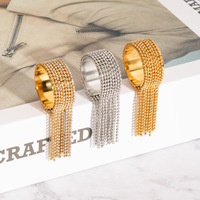 18 Karat vergoldeter verstellbarer Edelstahl Damen Feinstahl Kugel Quaste Ring breite Öffnung grenz überschreitend LCR256181