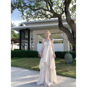 Ensemble deux pièces pour femmes, haut sans manches en mousseline de soie, jupe longue, couleur unie, respirant, tenue décontractée d'été - Product Image 5