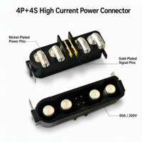 Connecteur d'alimentation haute intensité JN 10P+4S 60A 250V, fiche mâle non blindée pour pack batterie, stockage d'énergie, alimentation industrielle, vente en gros