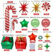 Coffret Cadeau de 46 Pièces pour Noël et Anniversaire avec Bâton de Marche, Étoile Éclatante et Ballons Arche en Aluminium