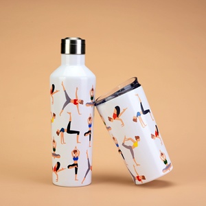 Nueva Botella de Agua con Tema de Yoga, <span class=keywords><strong>Termo</strong></span> Portátil de Acero Inoxidable para Mujer, Botella de Agua para Coche - Product Image 4