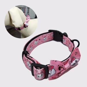 <span class=keywords><strong>Collar</strong></span> para Perro o Gato con Lazo, Diseño Personalizado con Logotipo, Lindo, Rosa, Suave, Duradero, de Poliéster y Nailon, con Estampado de Moño, Accesorios para Mascotas - Product Image 2