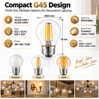 Ampoule LED à filament G45/P45 dépolie transparente dorée, certifiée CE, en promotion, 2W 4W 5.5W, dimmable, E12 E14 E26 E27 pour lustre de café et d'hôtel