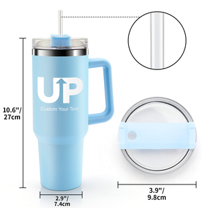 Custom 40oz Stainless Steel Tumbler with Handle & <b>Straw</b> <b>Reusable</b> Vacuum Insulated Water Bottle for Iced Coffee - Product Image 4