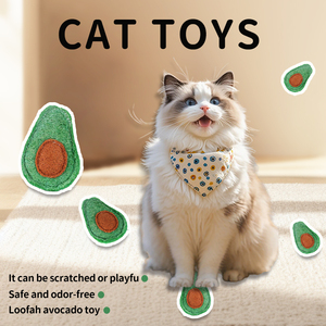Jouet pour chat en forme de gourde éponge, pour le nettoyage et le nettoyage des dents, outil de divertissement et de soulagement, fournitures pour animaux de compagnie, en loofah, menthe pour chat, forme d'avocat - Product Image 1