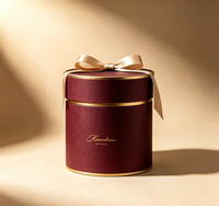 Boîte Cadeau Cylindrique Personnalisée en Papier Artistique de Luxe avec Bordure Dorée, Ruban et Nœud, Fermeture Magnétique, Emballage Rigide en Tube, Matériaux Recyclés