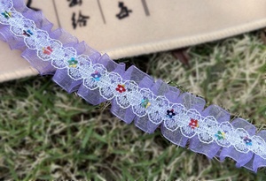 2.5cm Double Organza Lace Double Needle <strong>Midline</strong> Discount Wrinkled Fishbone Floral Women's Shoes Sleeves Aprons Children's - Product Image 6