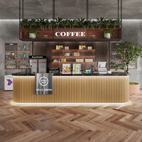 Comptoir de bar incurvé noir/beige pour kiosque, salon de thé, pâtisserie, fleuriste, café - Design intérieur