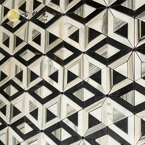 Mattonelle di mosaico in marmo <span class=keywords><strong>bianco</strong></span> <span class=keywords><strong>e</strong></span> <span class=keywords><strong>nero</strong></span> di 10mm di spessore rombo Design Parquet caratteristica per la parete interna del bagno <span class=keywords><strong>e</strong></span> decorazione del <span class=keywords><strong>pavimento</strong></span> - Product Image 6