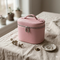 Trousse de Maquillage Cylindrique en Cuir PU, Organisateur de Toilette Étanche, Trousse de Voyage de Luxe, Boîte de Rangement Cylindrique pour Cosmétiques