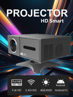 Mini projecteur intelligent Full HD 1080P, home cinéma portable, Android 13, WiFi 6, BT 5.2, haut-parleur intégré, projection, lecteur multimédia