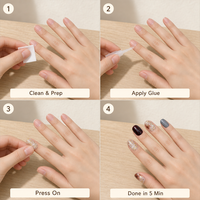 Faux ongles décoratifs à presser, motif floral doré nude, bordeaux et gris, pour collections de beauté de boutique