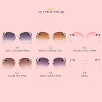 Lunettes de soleil rondes tendance pour femmes, verres PC UV400, monture métallique, design logo, pour l'extérieur, cadeau, gris thé