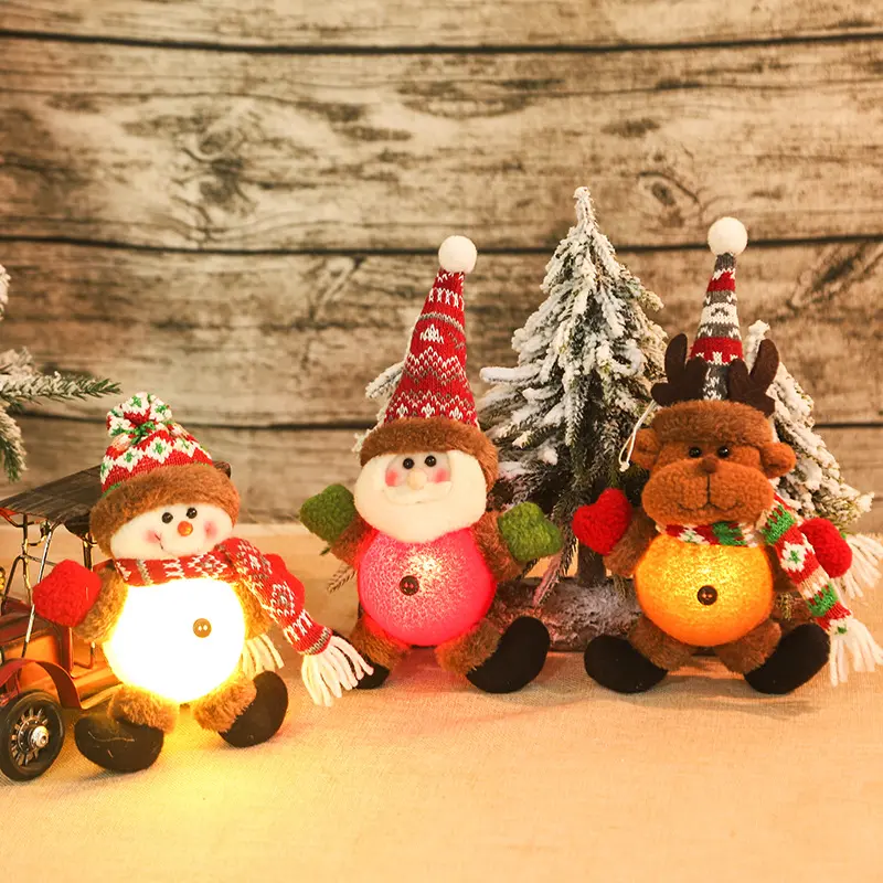 Luzes bonitas decorativas para o natal, suprimentos para o natal, bonecos de boneco de boneco de neve, elfo, árvore de natal, pingente de decoração