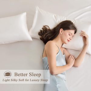 Taie d'oreiller en soie de mûrier pure, certifiée Oeko-Tex 100, en gros, taille Queen et King, avec fermeture éclair, en soie naturelle - Product Image 1
