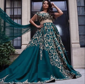 ATIYA LIBAS Lehenga Choli para mujer con Long Trail Heavy Zardozi bordado Material de acetato hasta el suelo para bodas y fiestas - Product Image 3
