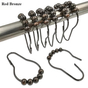 Set di 12 nichel 304 in acciaio inox bagno doccia <span class=keywords><strong>tenda</strong></span> anello gancio <span class=keywords><strong>con</strong></span> le sfere del rullo - Product Image 4