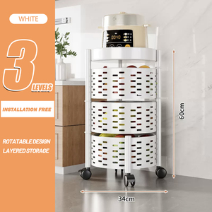 Carro de metal giratorio fácil, estante para verduras, estante de almacenamiento para vajilla, estante de almacenamiento giratorio multicapa - Product Image 6