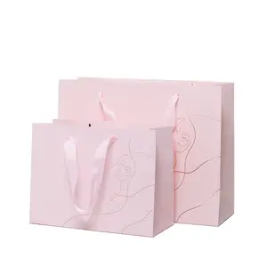 Bolsas de papel de compras con asa, de lujo, Rosa secreto, para regalo de Perfume, Boutique personalizada, Victorias, venta al por mayor