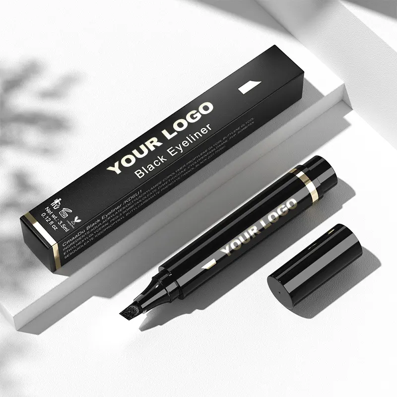 Lápis delineador líquido fosco vegan à prova d'água para olhos, lápis de desgaste longo com logotipo personalizado OEM preto marrom