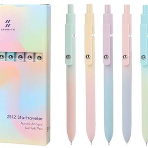 Гелевые ручки Zanshi Aurora, набор из 5 штук, нажимные, для студентов, офиса, подписи, несмываемые, с цифровой печатью, оптом, пластиковые ручки, хит продаж - Product Image 5