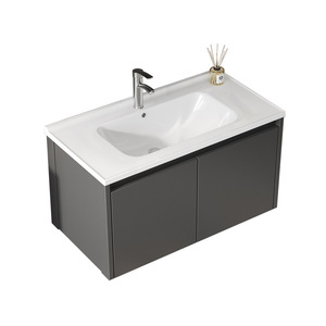 Modern minimalist bathroom wall mounted cabinet integrated sink design stylish bathroom cabinet combination - Product Image 6