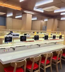 Pengiriman Makanan kereta sushi bahan bagus penjualan laris kereta sushi konveyor makanan dengan sistem kontrol komputer
