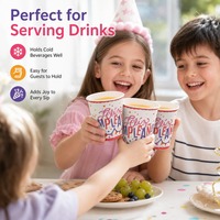 Gobelets en papier de qualité alimentaire personnalisés OEM Feliz Cumpleanos, guirlande de ballons, gobelets jetables pour fêtes
