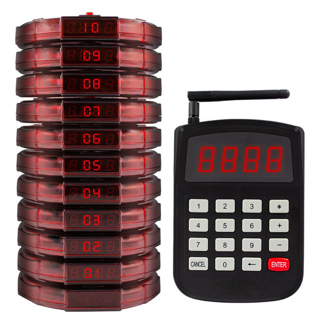 CATEL CTP200 10-Piece Coaster Pager Wireless Calling System for Restaurant Service
