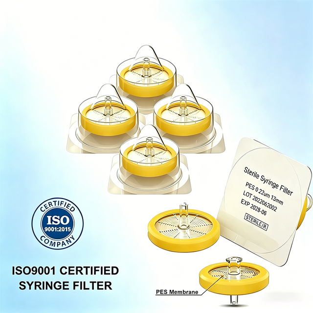 High Flow Rates Hydrophilic Sterile Syringe Filter 0.22 m PES 13mm OEM Custom for Biological Fluid Filtration & Clarification
