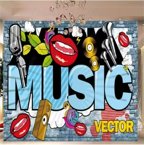 Cool <span class=keywords><strong>Street</strong></span> Graffiti Mural Música Alfabeto inglés Papeles <span class=keywords><strong>de</strong></span> pared Bar Decoración industrial Papel tapiz KTV Fondo Mural - Product Image 1