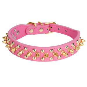 Collier réglable d'extérieur pour chien en cuir PU à pointes avec motif imprimé clouté de champignons Rivet <span class=keywords><strong>Spike</strong></span> décoré de rubans - Product Image 1