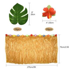 Feuilles de palmier tropicales fleurs d'hibiscus boisson parapluie pics pailles de fruits et <span class=keywords><strong>jupe</strong></span> de Table pour ensemble de décorations de fête hawaïenne - Product Image 3