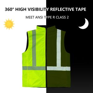 Veste polaire sans manches haute visibilité personnalisée pour hommes veste polaire souple imperméable ANSI classe 2 haute visibilité pour gilet d'extérieur - Product Image 3