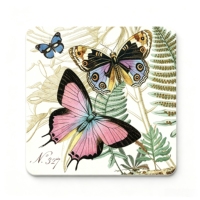 Sous-verre carré en céramique écologique à motif papillon personnalisé, résistant à la chaleur, antidérapant, imprimé UV, protection de table pour la maison et la cuisine