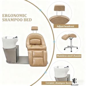 Fauteuil de lavage auto-pliant en éponge haute densité, durable et réglable, avec bac à shampoing intégré pour salon de coiffure - Vente en gros - Product Image 3